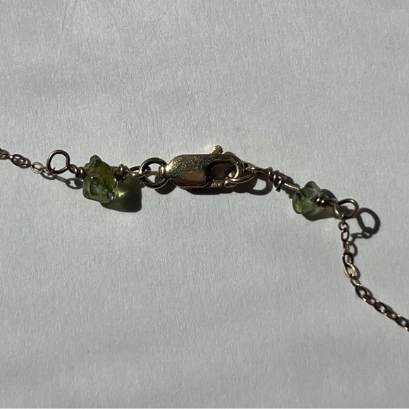 Handmade Necklace And Earring Set - Green & Yellow Glass - Gold Filled Chain - Picture 12 of 13